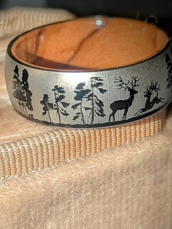 Rustic Gents Other - 8mm Titanium & Whiskey Barrel Wood Men's Ring Rustic Outdoors Theme Sz 9